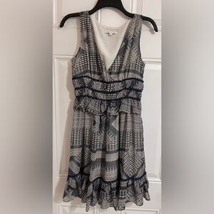 Rebecca Minkoff Lucille Gray Sleeveless Ruffle V-Neck Smocked Dress Women Size 2